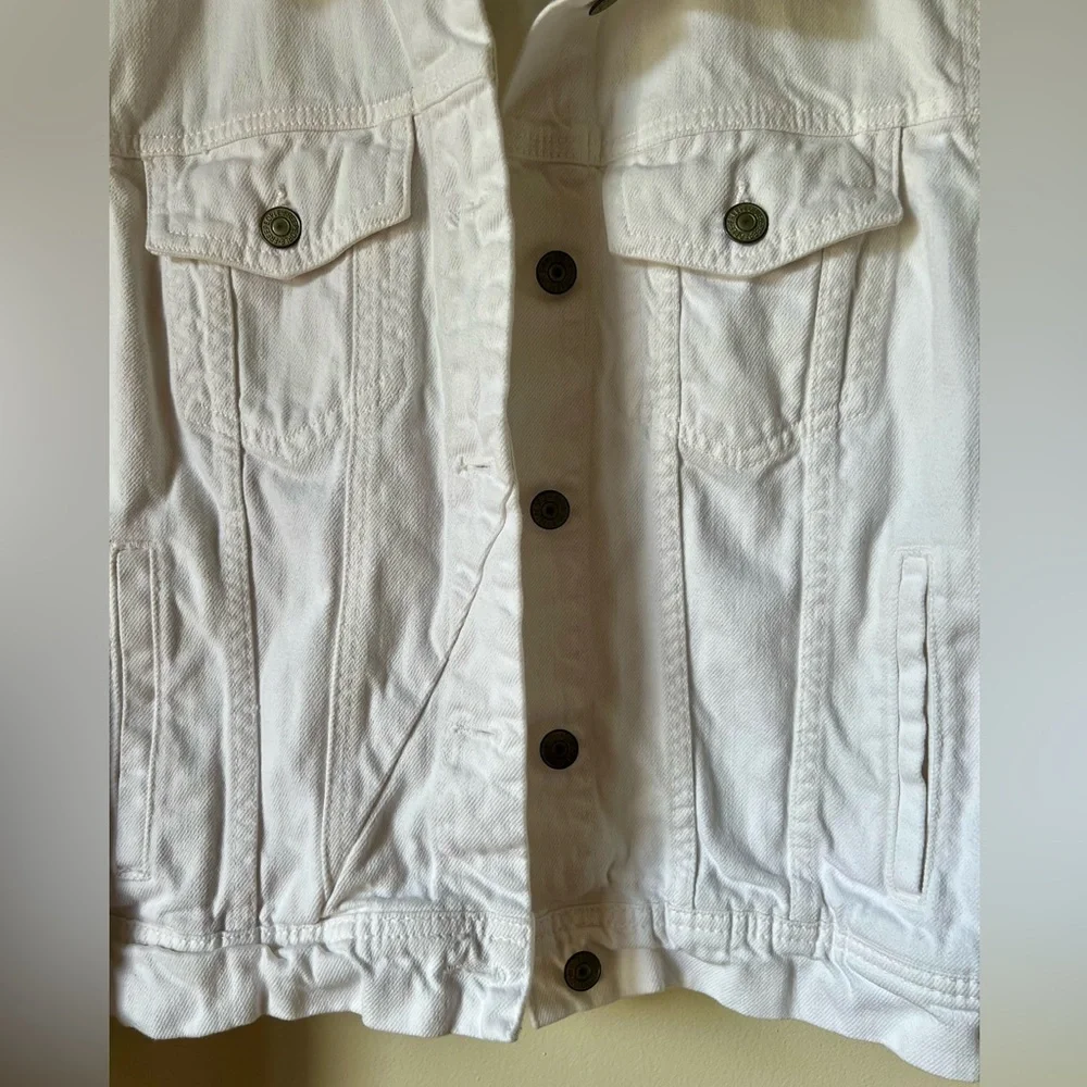 Free People Rumors Denim Jacket Optic White Size M - Picture 8 of 13